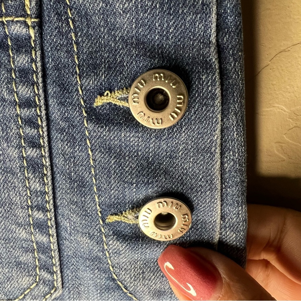 Miu Miu Sailor Button Front High Rise Flare Crop Denim Jeans - Picture 5 of 11
